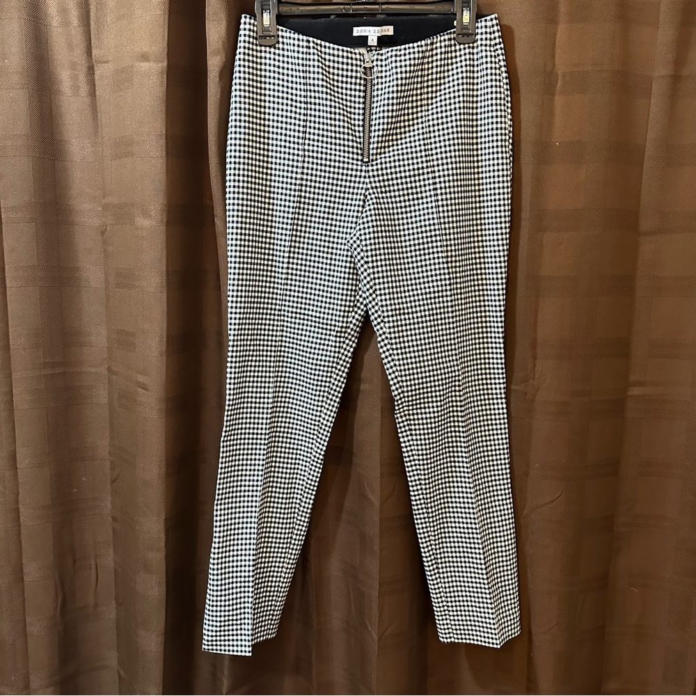 DONNA Degnan Black White Check Pants with‎ Zipper Front size 4